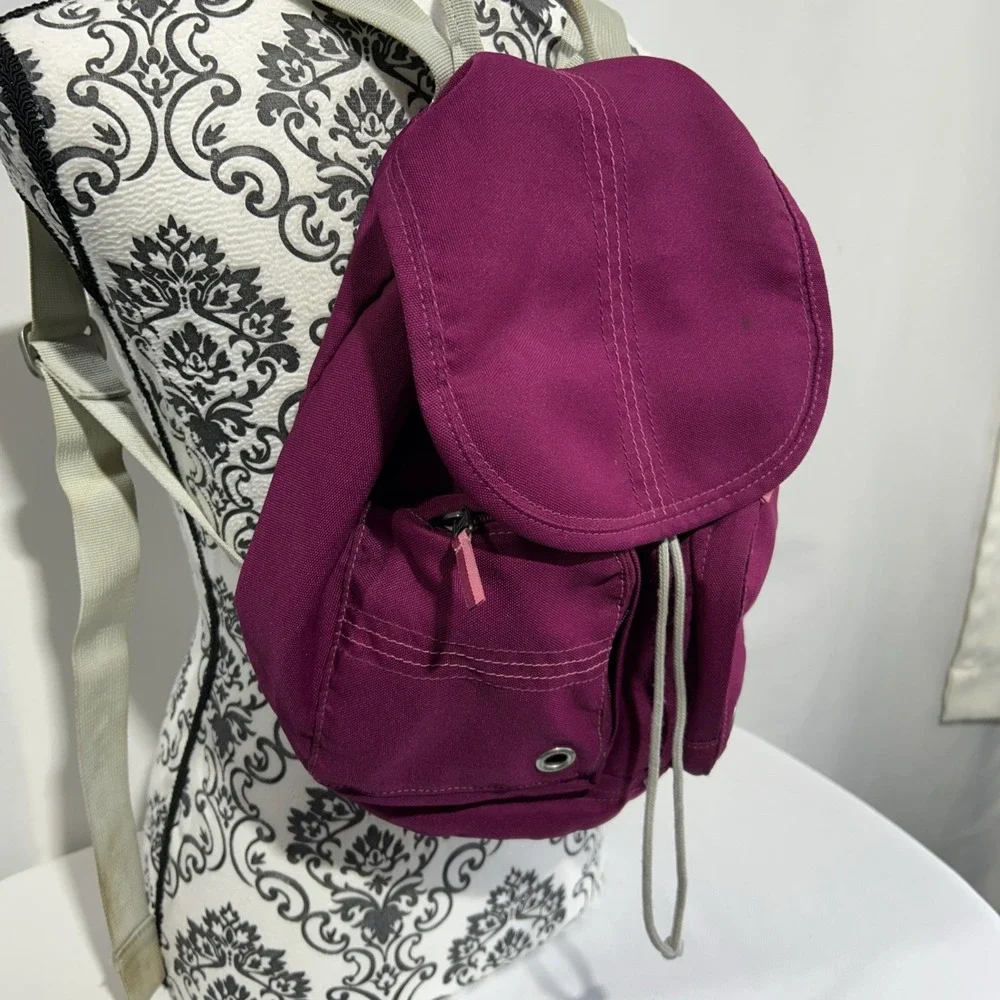 Vintage 90's Nike Small Backpack Fabric Drawstring Swoosh Logo Pink Purple